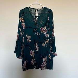 Altar’d State Turquoise Floral Lace Medium Dress